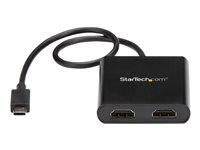 StarTech.com 2-Port Multi Monitor Adapter, USB-C to 2x HDMI Video Splitter, USB Type-C DP Alt Mode to HDMI MST Hub, Dual 4K 30Hz or 1080p 60Hz, Compatible with Thunderbolt 3, Windows Only - Multi Stream Transport (MSTCDP122HD) - Câble adaptateur - 24 pin USB-C mâle pour HDMI femelle - 44 m - noir - support 4K30Hz (3840 x 2160), support 2 560 x 1 600 (WQXGA) 60 Hz - pour P/N: TB33A1C MSTCDP122HD
