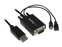 StarTech.com Câble adaptateur DisplayPort vers VGA de 3 m avec audio - Convertisseur DP vers VGA - M/M - 1920x1200 / 1080p - Adaptateur DisplayPort - DisplayPort (M) pour 15 pin D-Sub (DB-15), mini-phone stereo 3.5 mm, Micro-USB de type B (alimentation uniquement) - 3 m - noir - pour P/N: DK30CH2DEP, DK30CH2DEPUE DP2VGAAMM3M