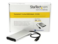 StarTech.com Adaptateur Thunderbolt 3 vers double HDMI - Compatible Windows et Mac - 4K 60 Hz (TB32HD24K60) - Câble adaptateur - 24 pin USB-C mâle pour HDMI femelle - 28.4 m - argent - actif, support 4K60Hz (4096 x 2160) - pour P/N: TB33A1C TB32HD24K60