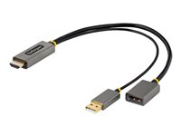 StarTech.com 1ft (30cm) HDMI to DisplayPort Adapter, Active 4K 60Hz HDMI Source to DP Monitor Adapter Cable, USB Bus Powered, HDMI 2.0 to DisplayPort Converter for Laptops/PC - Supports HDR and Ultrawide Displays (128-HDMI-DISPLAYPORT) - Câble adaptateur - HDMI, USB (alimentation uniquement) mâle pour DisplayPort femelle - 30 cm - gris, noir - actif, support pour 4K60Hz (3840 x 2160), une directionnelle 128-HDMI-DISPLAYPORT