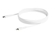 Ce câble USB C vers Lightning blanc de 2 m résiste aux exigences quotidiennes de chargement et de synchronisation de votre iPad, iPhone ou d''autres appareils mobiles équipés du connecteur Lightning. Testé pour résister à l''usure d''une utilisation quoti RUSBCLTMM2MW