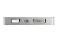 StarTech.com Adaptateur de voyage audio/vidéo 4 en 1 - USB Type-C vers VGA, DVI, HDMI ou Mini DP - 4K (CDPVGDVHDMDP) - Adaptateur vidéo - 24 pin USB-C mâle pour HD-15 (VGA), DVI-D, HDMI, Mini DisplayPort femelle - 10.5 cm - argent - support 4K, actif CDPVGDVHDMDP
